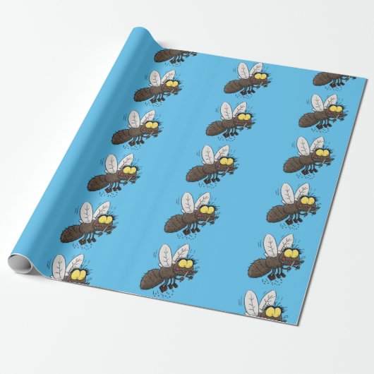 Funny horsefly insect cartoon cadeaupapier (Uitgerold)