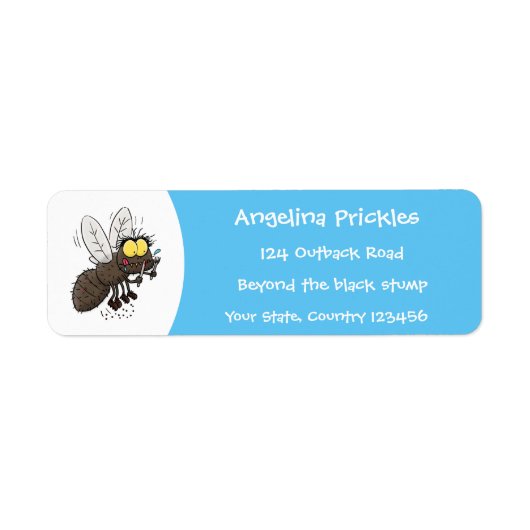 Funny horsefly insect cartoon etiket (Voorkant)