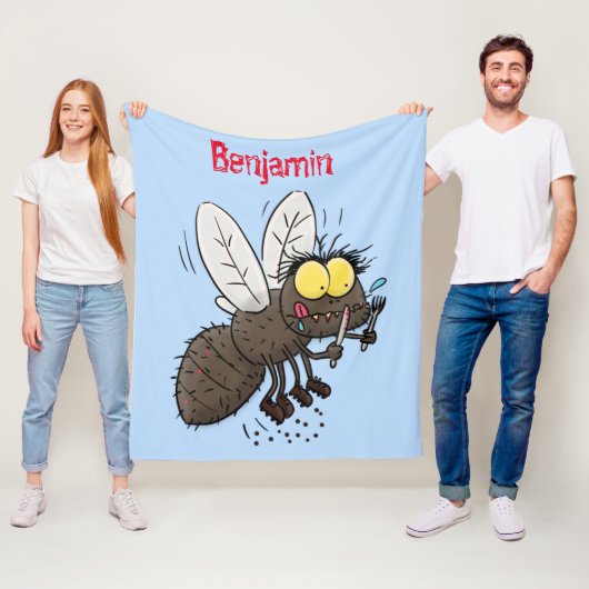 Funny horsefly insect cartoon fleece deken (In situ)