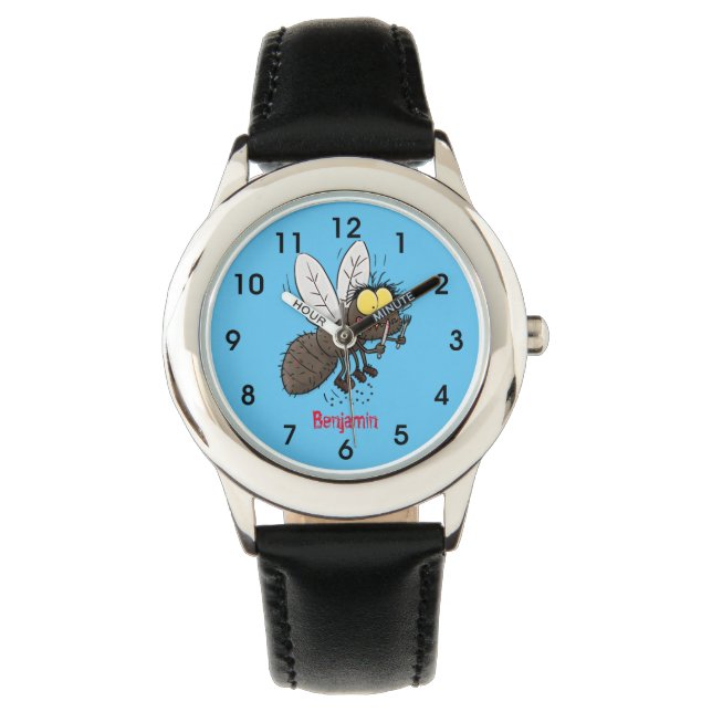 Funny horsefly insect cartoon horloge (Voorkant)