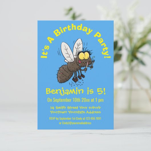 Funny horsefly insect cartoon kaart (Staand voorkant)