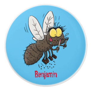 Funny horsefly insect cartoon keramische knop