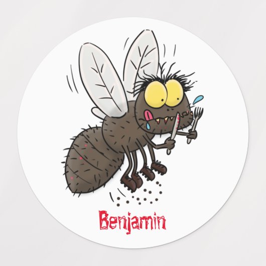 Funny horsefly insect cartoon labels (Design 1)
