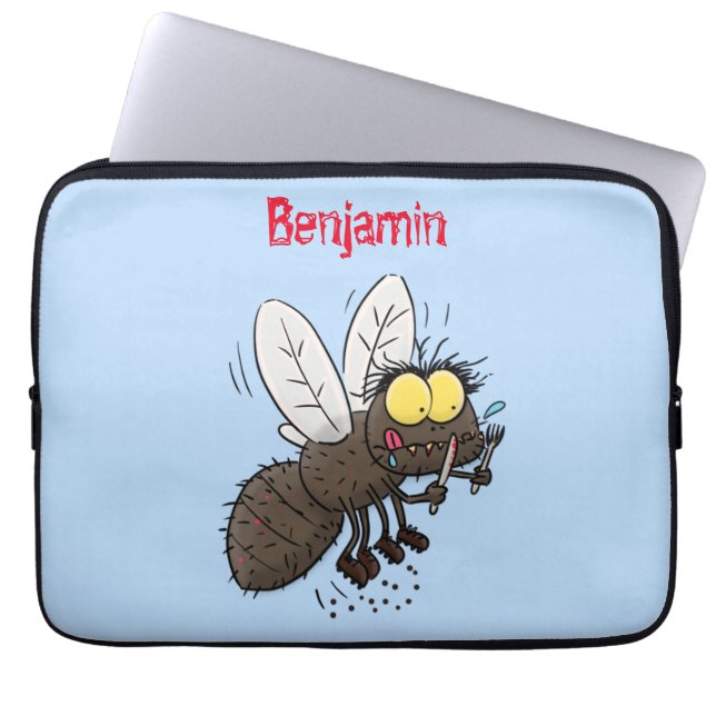 Funny horsefly insect cartoon laptop sleeve (Voorkant)