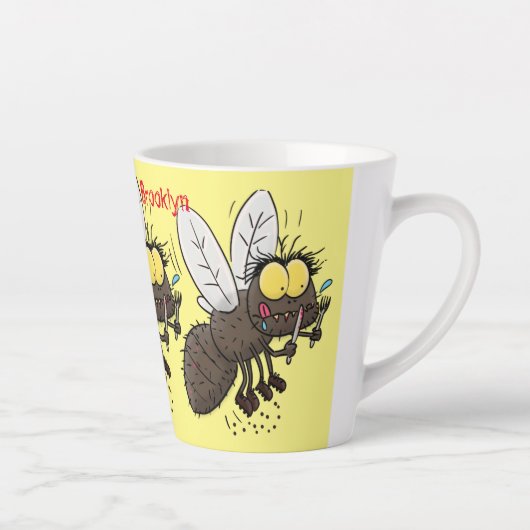 Funny horsefly insect cartoon latte mok (Rechts)