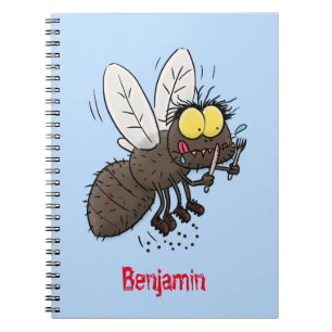 Funny horsefly insect cartoon notitieboek