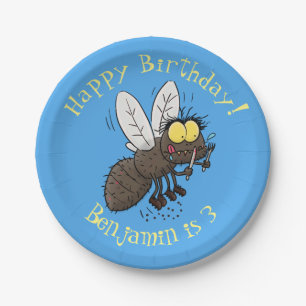 Funny horsefly insect cartoon papieren bordje