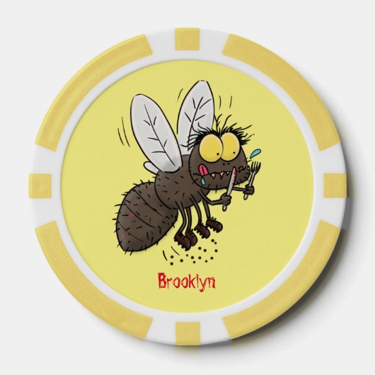 Funny horsefly insect cartoon poker chips (Voorkant)