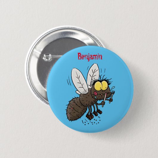 Funny horsefly insect cartoon ronde button 5,7 cm (Voorkant /achterkant)