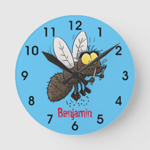 Funny horsefly insect cartoon ronde klok