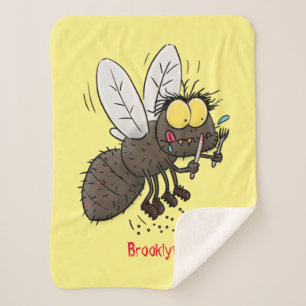 Funny horsefly insect cartoon sherpa deken