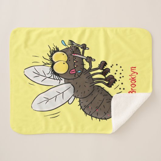 Funny horsefly insect cartoon sherpa deken (Voorkant (horizontaal))