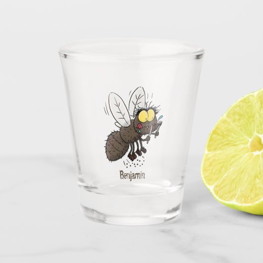 Funny horsefly insect cartoon shot glas (Voorkant)