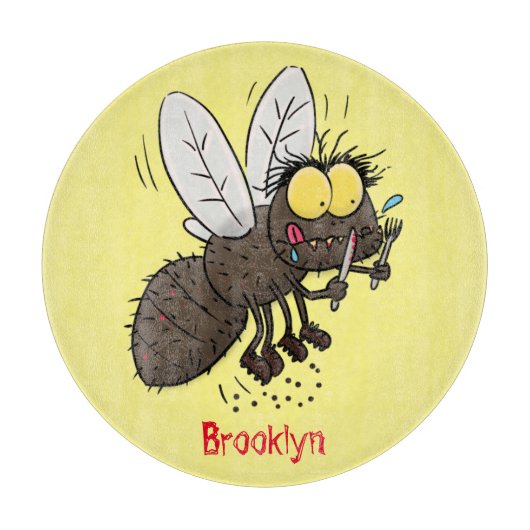 Funny horsefly insect cartoon snijplank (Voorkant)