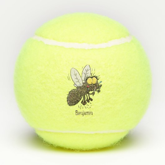 Funny horsefly insect cartoon tennisballen (Achterkant)