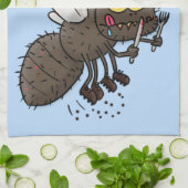 Funny horsefly insect cartoon theedoek (Gevouwen)