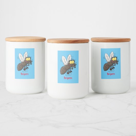 Funny horsefly insect cartoon voedselcontainer etiket (Flessen)