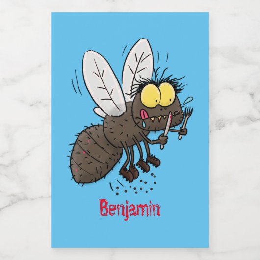 Funny horsefly insect cartoon voedselcontainer etiket (Enkel label)