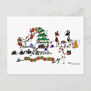 Funny Horses Decorting Pasture Cartoon Briefkaart