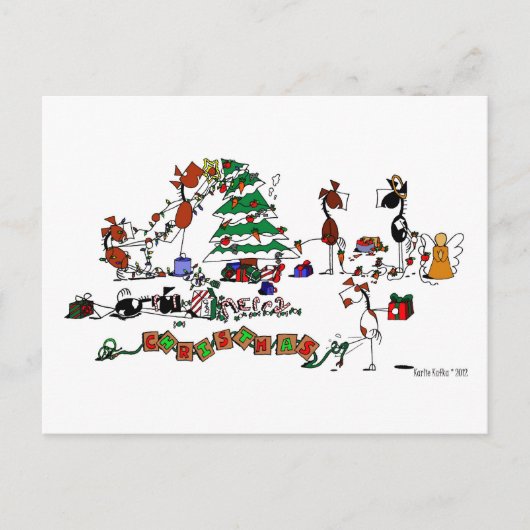 Funny Horses Decorting Pasture Cartoon Briefkaart (Voorkant)