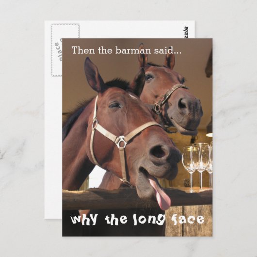 Funny Horses Long Face Animal Caption Briefkaart (Voorkant / Achterkant)