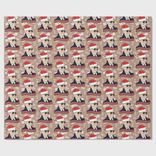 Funny Ho's President Joe Biden Kraft Kerstmis Cadeaupapier (Vlak)