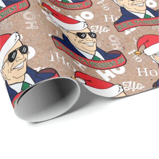 Funny Ho's President Joe Biden Kraft Kerstmis Cadeaupapier (Rol Hoek)