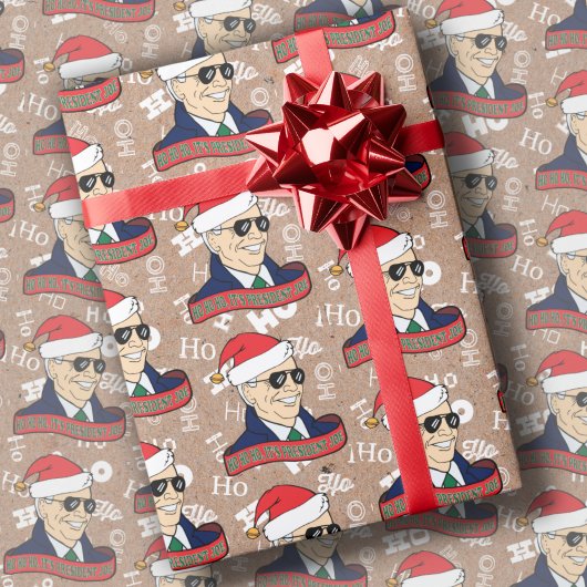 Funny Ho's President Joe Biden Kraft Kerstmis Cadeaupapier
