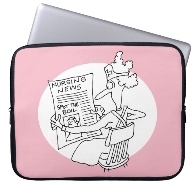 Funny Hospital Nurse Reading Newspapers Competitio Laptop Sleeve (Voorkant)