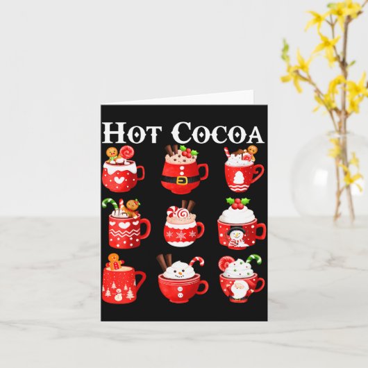 Funny Hot Cocoa Santa Elf C Merry Christmas Pajama Kaart (Gele Bloem)