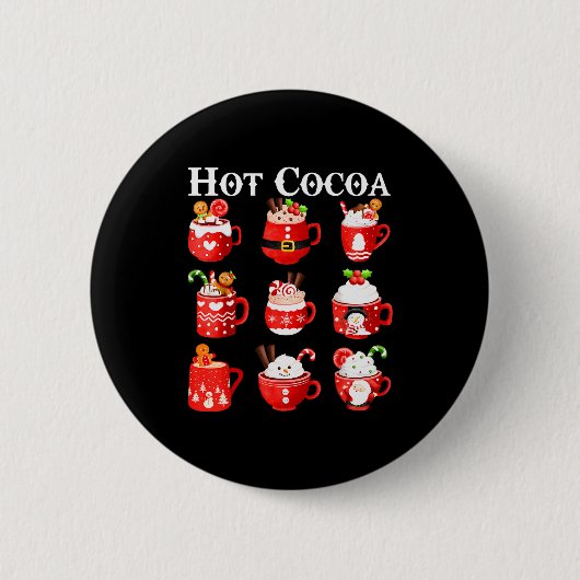 Funny Hot Cocoa Santa Elf C Merry Christmas Pajama Ronde Button 5,7 Cm (Voorkant)