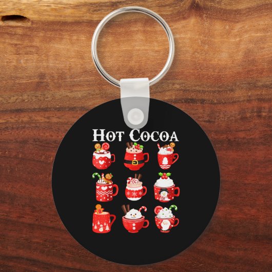 Funny Hot Cocoa Santa Elf C Merry Christmas Pajama Sleutelhanger (Voorkant)