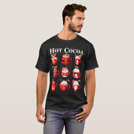 Funny Hot Cocoa Santa Elf C Merry Christmas Pajama T-shirt (Voorkant volledig)