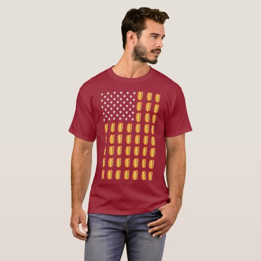 Funny Hot Dog American Flag Frankfurter Mannen T-shirt (Voorkant volledig)