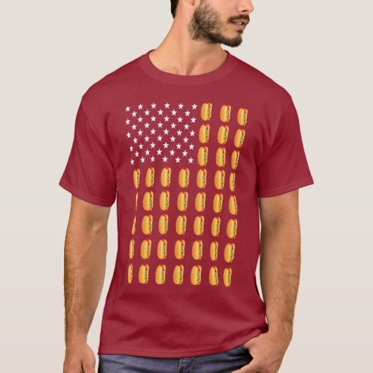 Funny Hot Dog American Flag Frankfurter Mannen T-shirt (Voorkant)