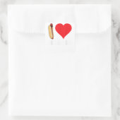 Funny Hot Dog Design - I Love Wieners Heart BBQ LG Vierkante Sticker (Tas)