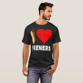 Funny Hot Dog Design I Love Wieners Heart BBQ T-shirt (Voorkant volledig)
