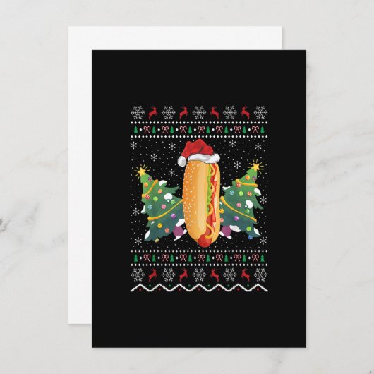Funny Hot Dog Dish Lover Xmas Ugly Hot Dog Christm Kaart (Voorkant / Achterkant)