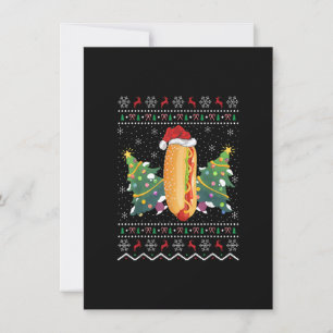 Funny Hot Dog Dish Lover Xmas Ugly Hot Dog Christm Kaart