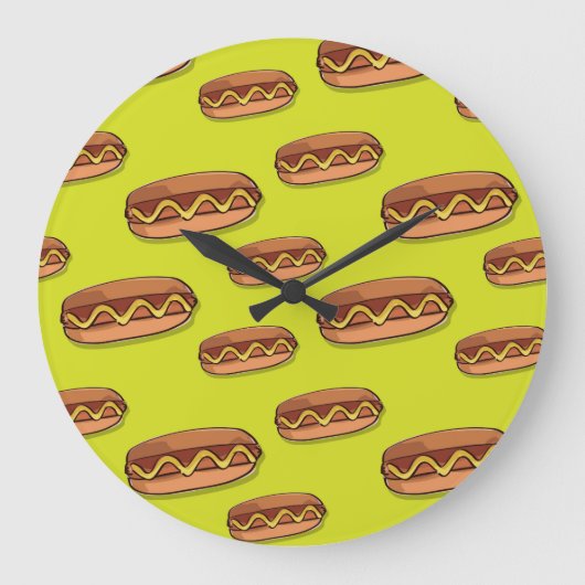 Funny Hot Dog Food Design Grote Klok (Voorkant)