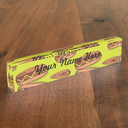 Funny Hot Dog Food Design Naambordje (Zijkant)