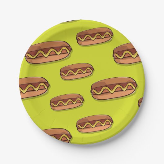 Funny Hot Dog Food Design Papieren Bordje (Voorkant)