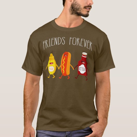 Funny Hot Dog Mustard Ketchup Friends Forever T-shirt (Voorkant)