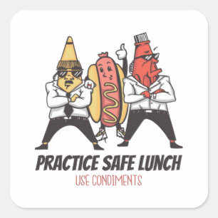Funny hot dog vierkante sticker