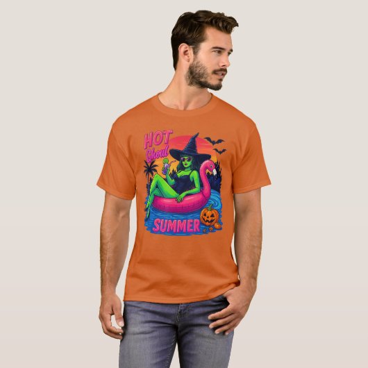 Funny HOT GHOUL SUMMER Summerween Vibes Skeleton I T-shirt (Voorkant volledig)