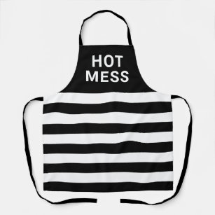 Funny Hot Mess Black White Striped Schort
