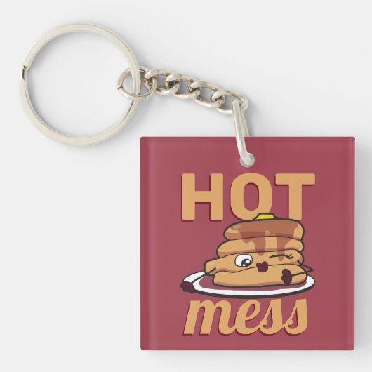 Funny Hot Mess Cute Pancakes Flapjacks aple Syrup Sleutelhanger (Voorkant)