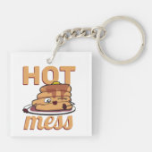 Funny Hot Mess Cute Pancakes Flapjacks aple Syrup Sleutelhanger (Achterkant)