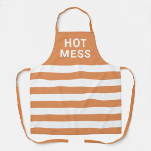 Funny Hot Mess Gezegde Oranje White Stripes Schort
