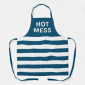 Funny Hot Mess Navy Blue Stripes Baking  Schort (Voorkant)